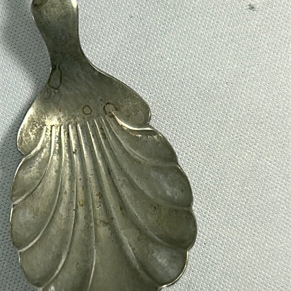 Vintage Brazil Silver Sugar Spoon Monogram Shell Shape 5.5" Long Silverplate - Picture 3 of 7